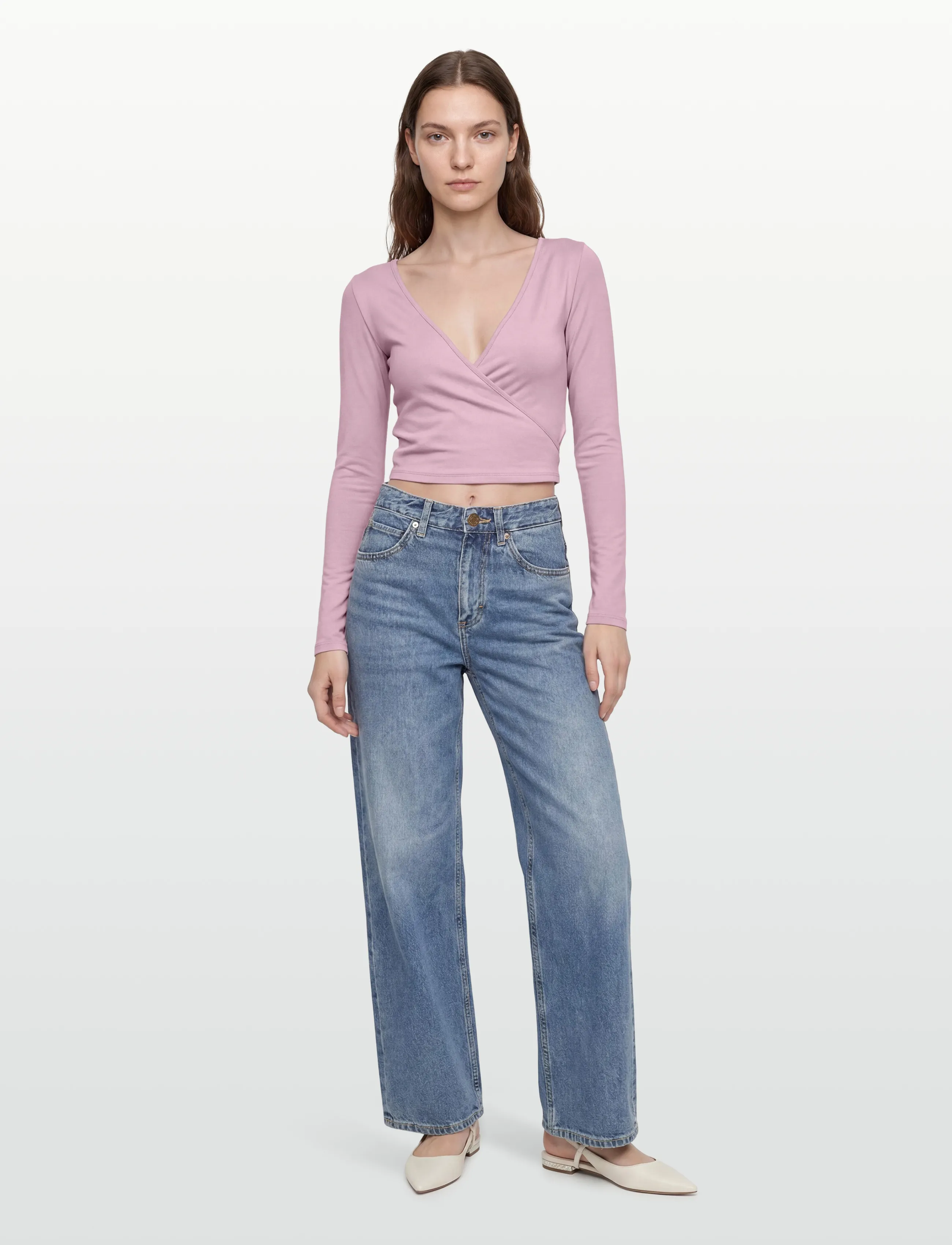 Gina Tricot Soft Wrap Yoga Cardigan, L, T-shirts & Oberteile, Rosa - Long-sleeved, Frauen