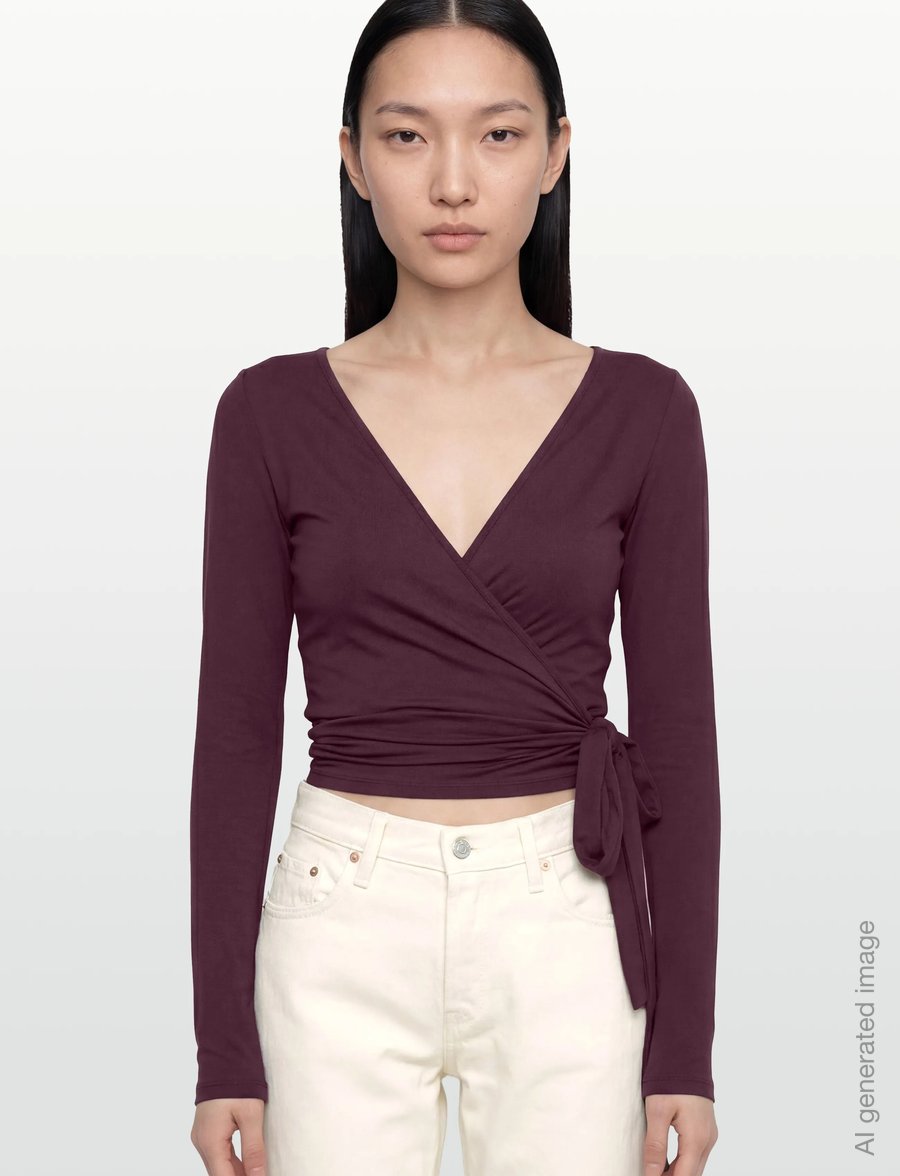 Gina Tricot - Soft wrap yoga cardigan - langærmede toppe - wine - 3