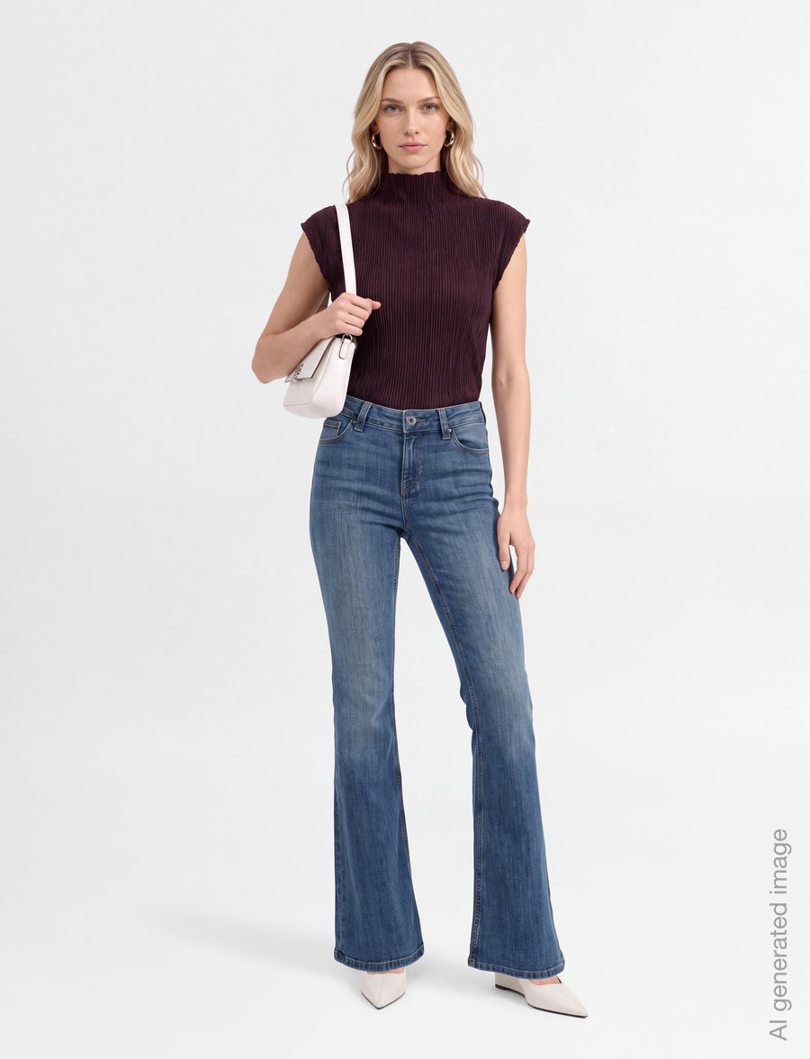 Gina Tricot - Glow low flare jeans - utsvängda jeans - mid blue - 0