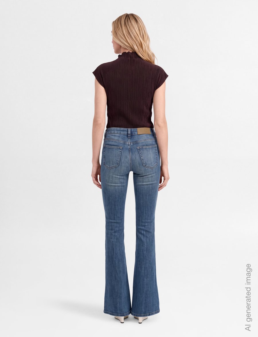 Gina Tricot - Glow low flare jeans - utsvängda jeans - mid blue - 4