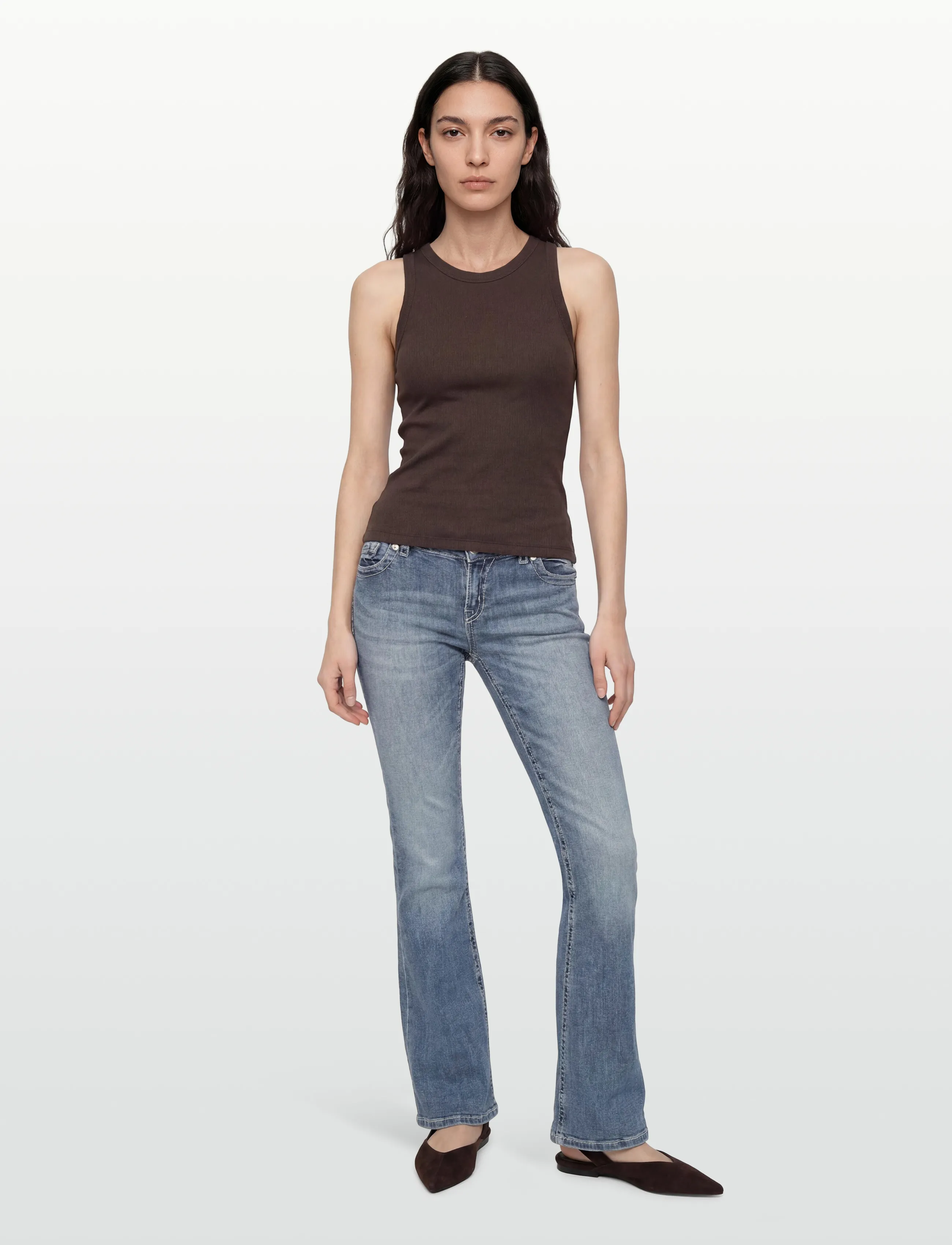 Gina Tricot Glow rise flare jeans - Kleidung - MID BLUE / blue