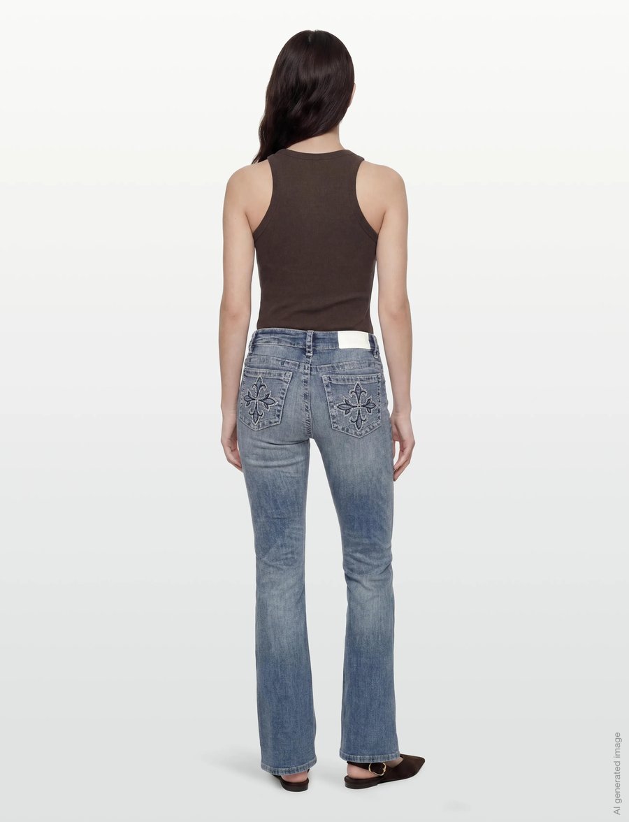 Gina Tricot - Glow rise flare jeans - schlaghosen - mid blue - 4