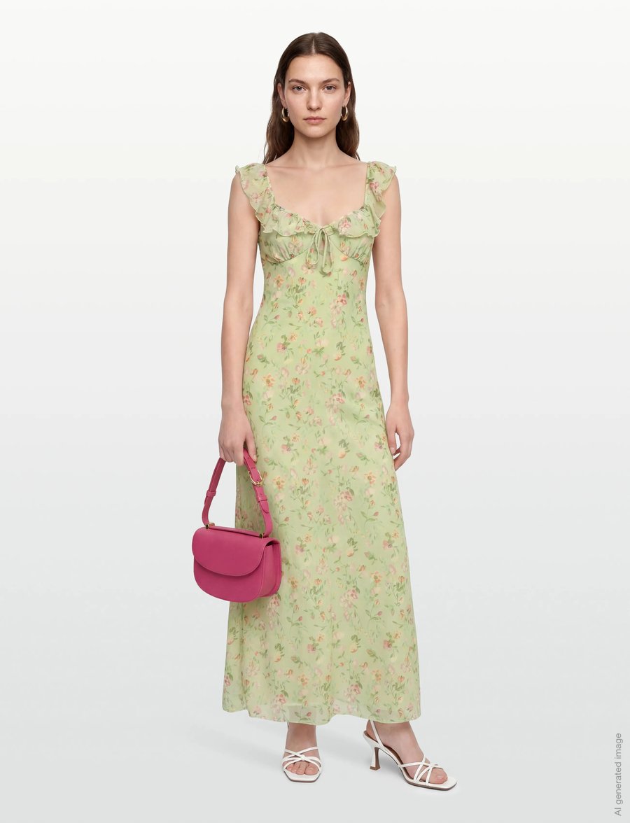 Gina Tricot - Frill maxi dress - bloom flower print - 0