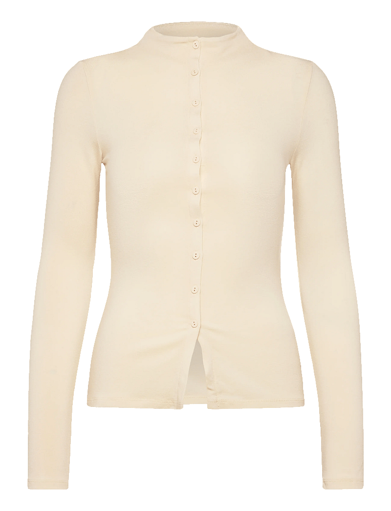 Gina Tricot - Button down funnel neck top - cardigans - gardenia (1496) - 1