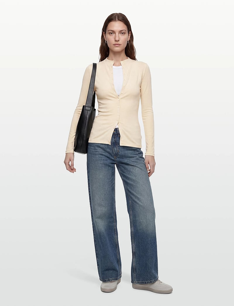 Gina Tricot - Button down funnel neck top - cardigans - gardenia (1496) - 0