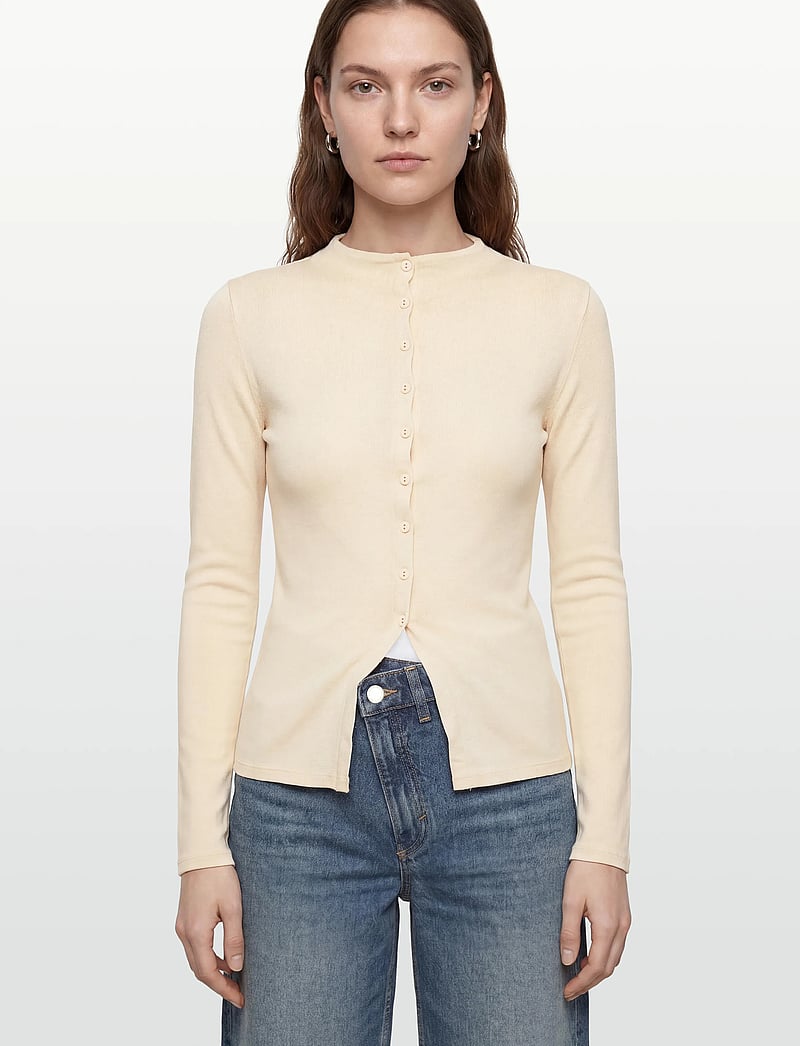 Gina Tricot - Button down funnel neck top - cardigans - gardenia (1496) - 3