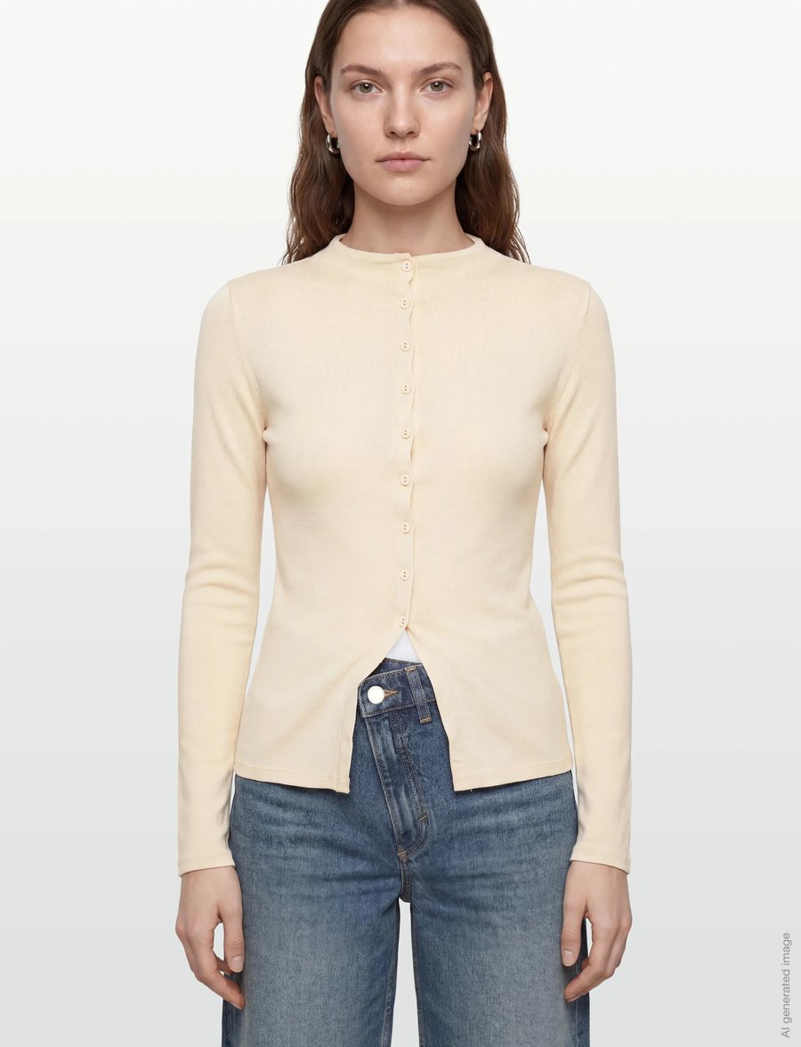 Gina Tricot - Button down funnel neck top - cardigans - gardenia (1496) - 3