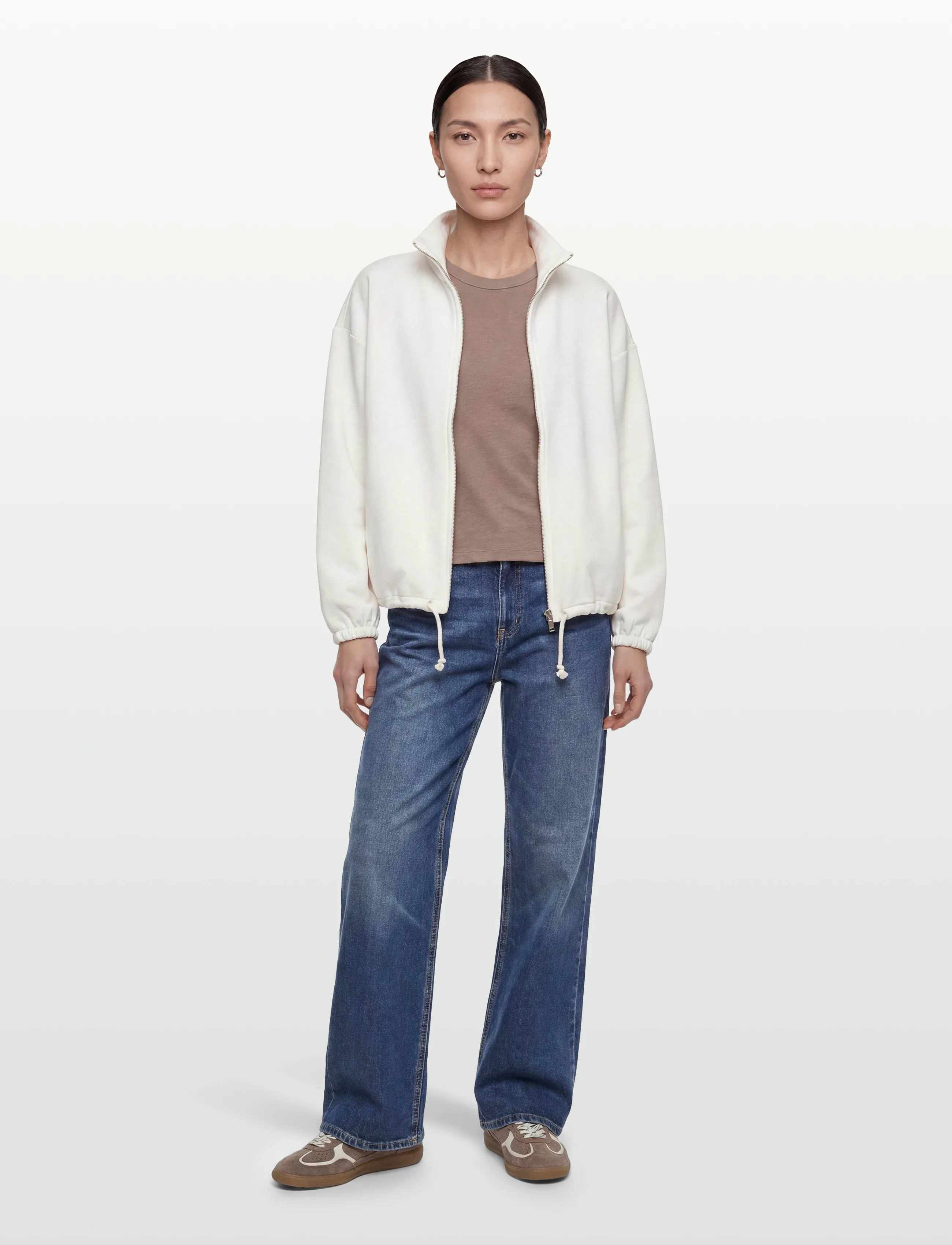 Gina Tricot Soft Sport Zip Sweater, S, White, Sport Sweatshirts & Hoodies > Sport Sweatshirts, Dame