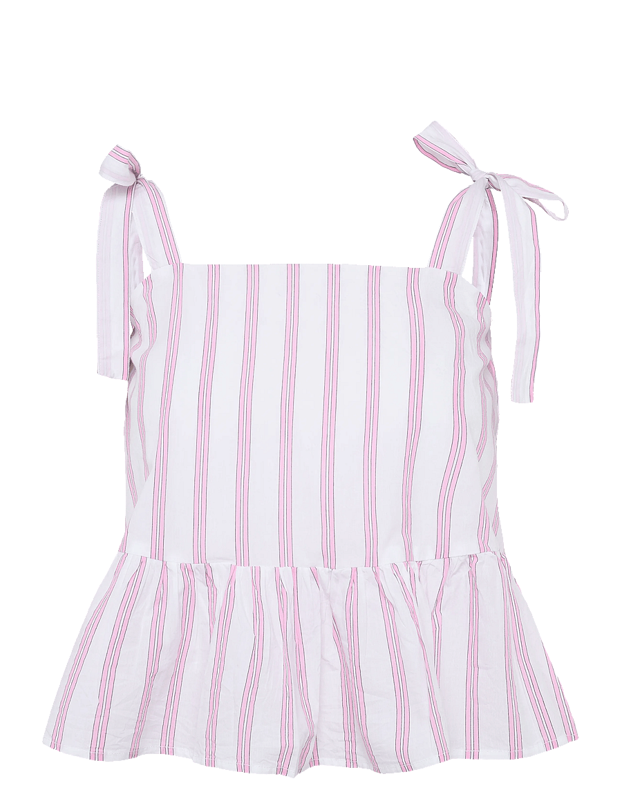 Gina Tricot - Poplin pyjamas singlet - Överdelar - pink stripe - 0