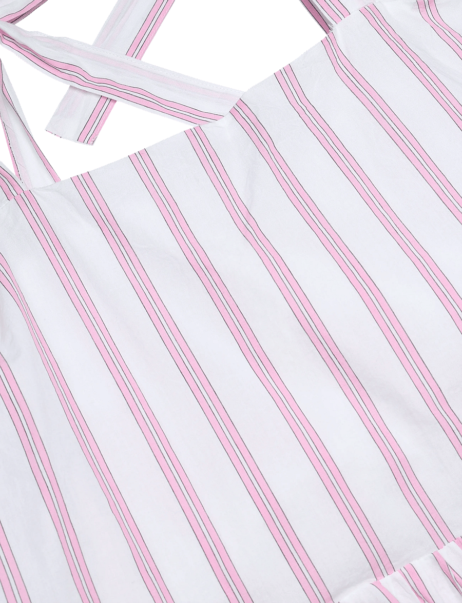 Gina Tricot - Poplin pyjamas singlet - Överdelar - pink stripe - 2
