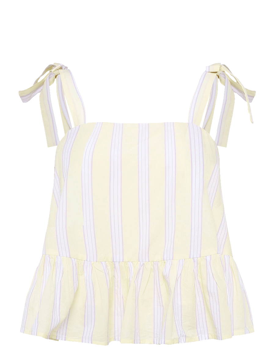 Gina Tricot - Poplin pyjamas singlet - overdele - yellow stripe (2086) - 0