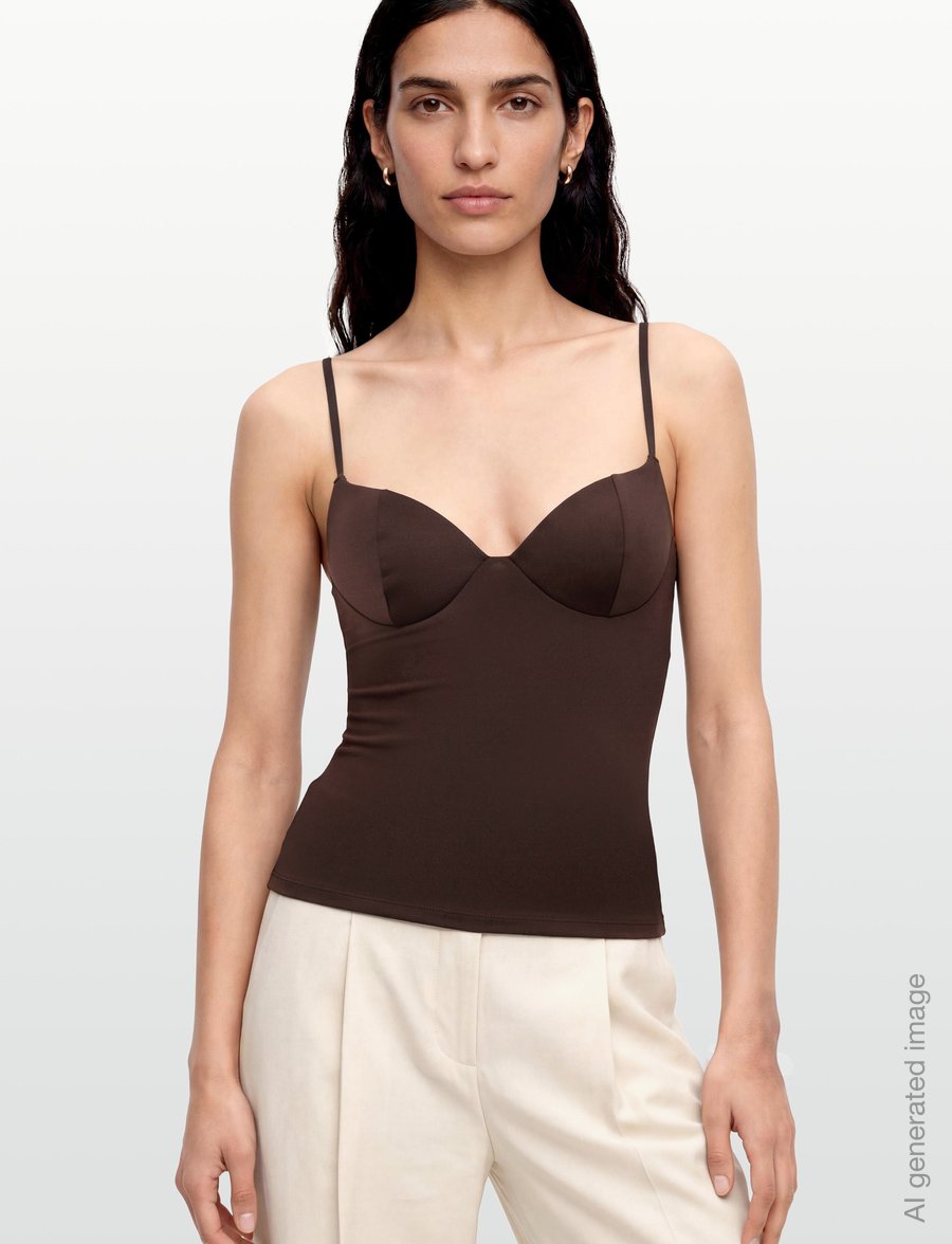 Gina Tricot - Soft shaping wow singlet - bh-linnen - dark brown (7180) - 3