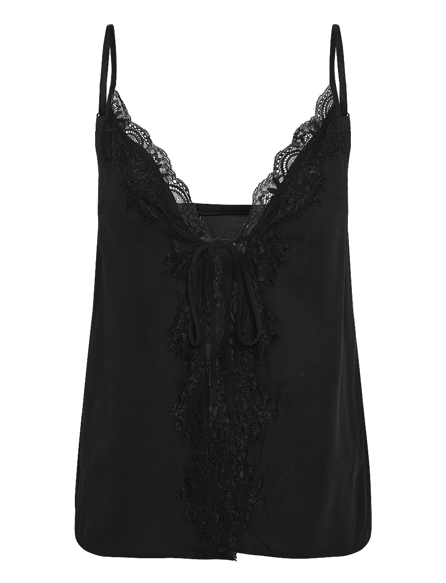 Gina Tricot - Lace loungewear singlet - overdele - black (9000) - 0