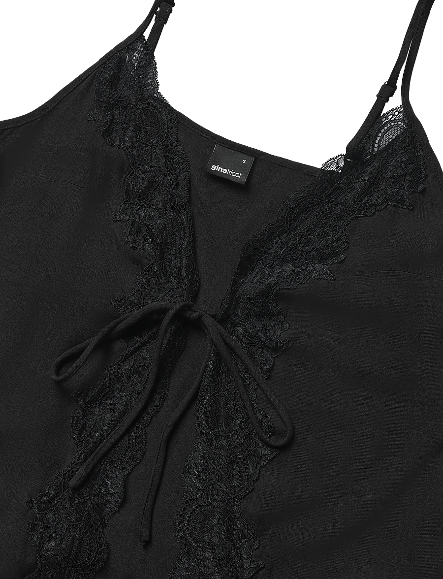 Gina Tricot - Lace loungewear singlet - overdele - black (9000) - 2