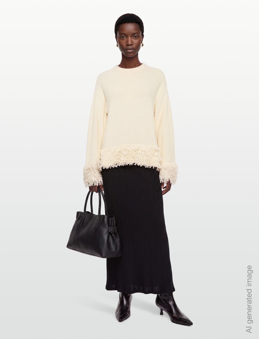 Gina Tricot - Knitted fringe sweater - kampsunid - creme (1263) - 0
