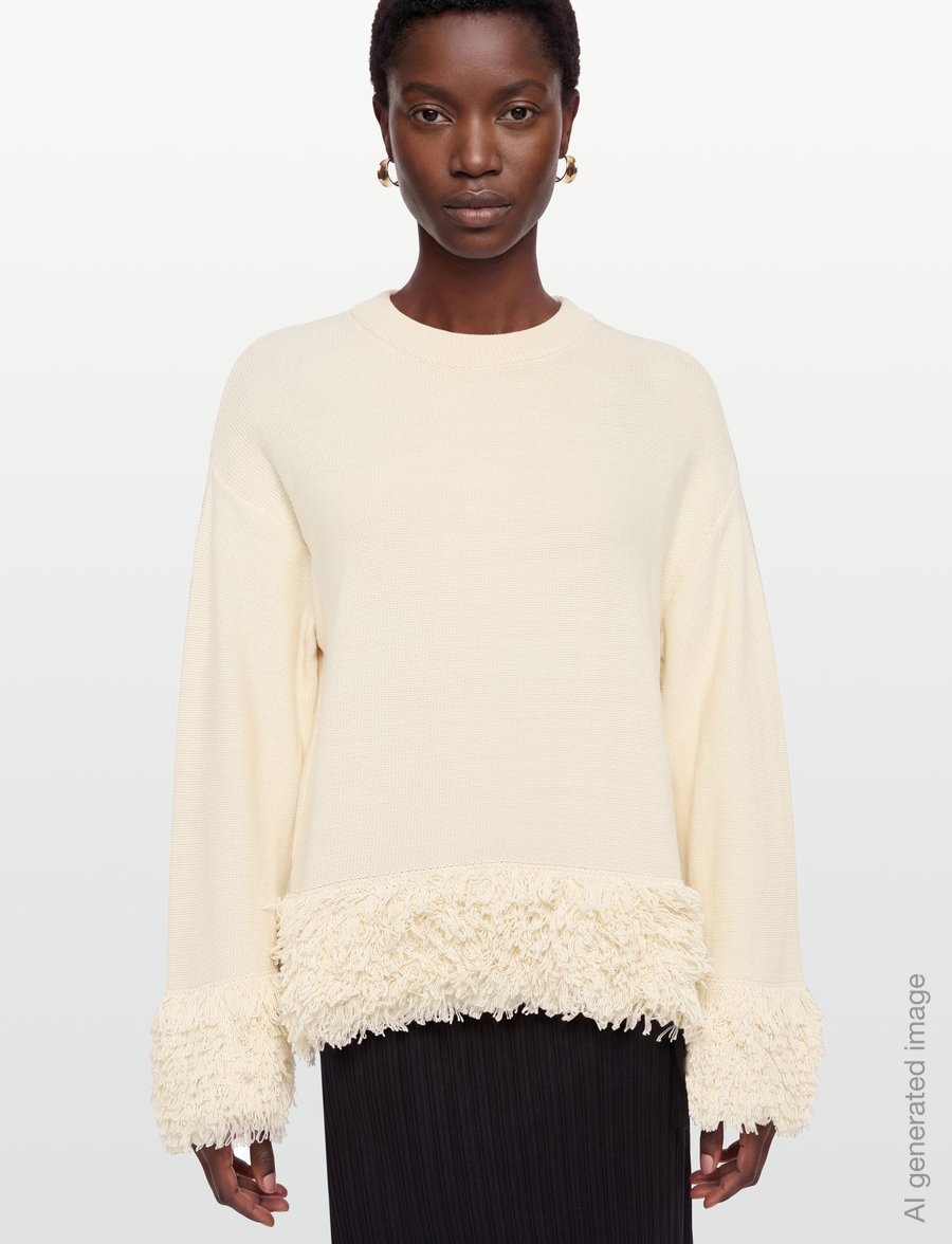 Gina Tricot - Knitted fringe sweater - kampsunid - creme (1263) - 3