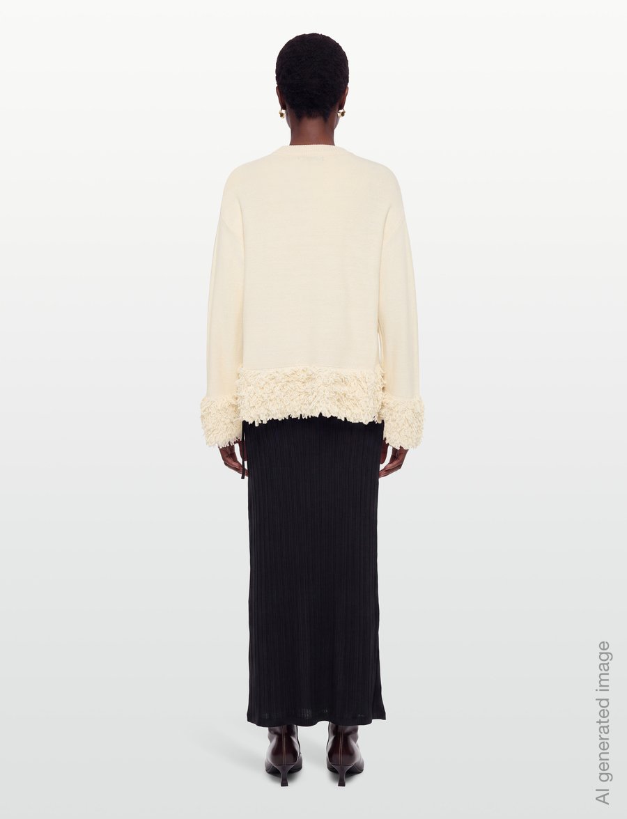 Gina Tricot - Knitted fringe sweater - kampsunid - creme (1263) - 4