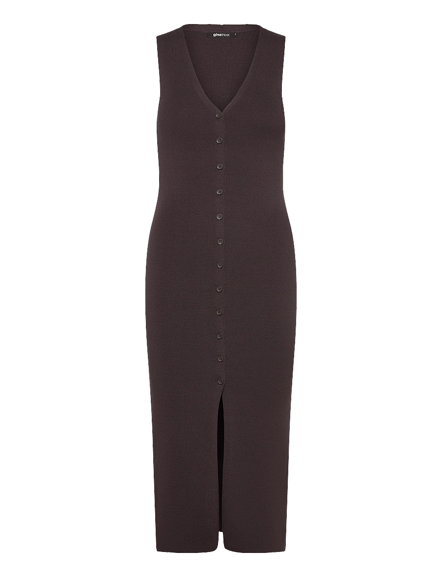 Gina Tricot - Knitted vest dress - gebreide jurken - seal brown (7083) - 0
