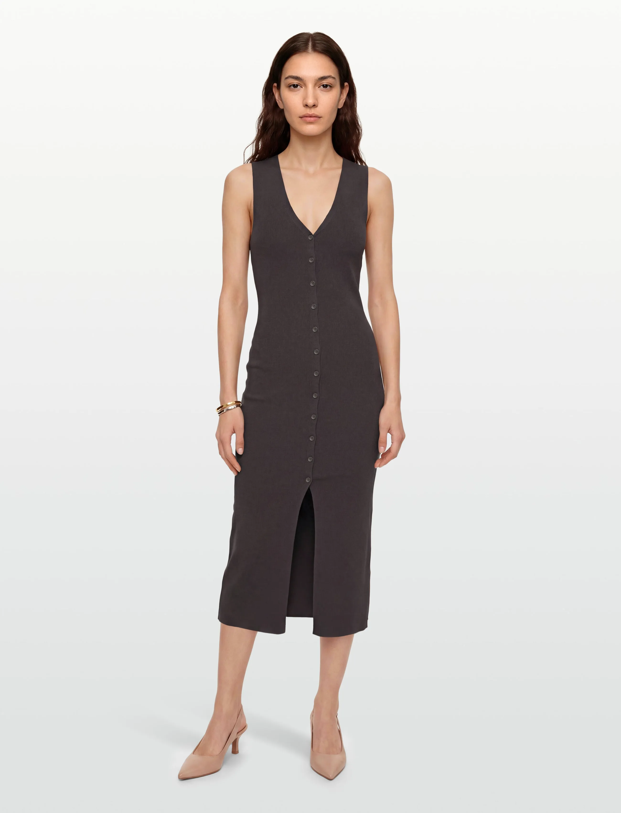Gina Tricot Knitted vest dress - Kootud kleidid - SEAL BROWN (7083) / brown