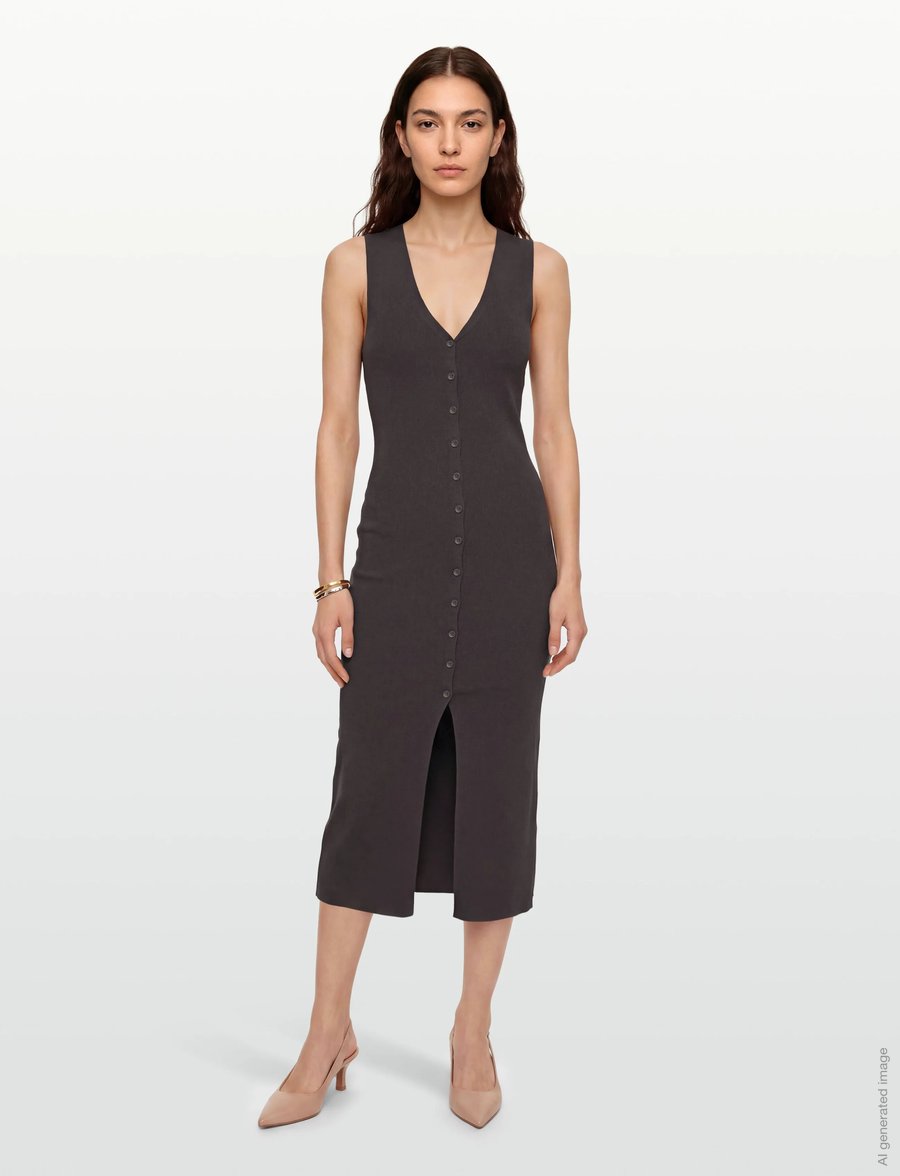 Gina Tricot - Knitted vest dress - strickkleider - seal brown (7083) - 0