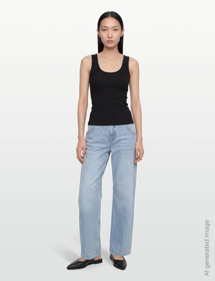 Gina Tricot - Super stretch scoop neck tank - linnen - black (9000) - 0
