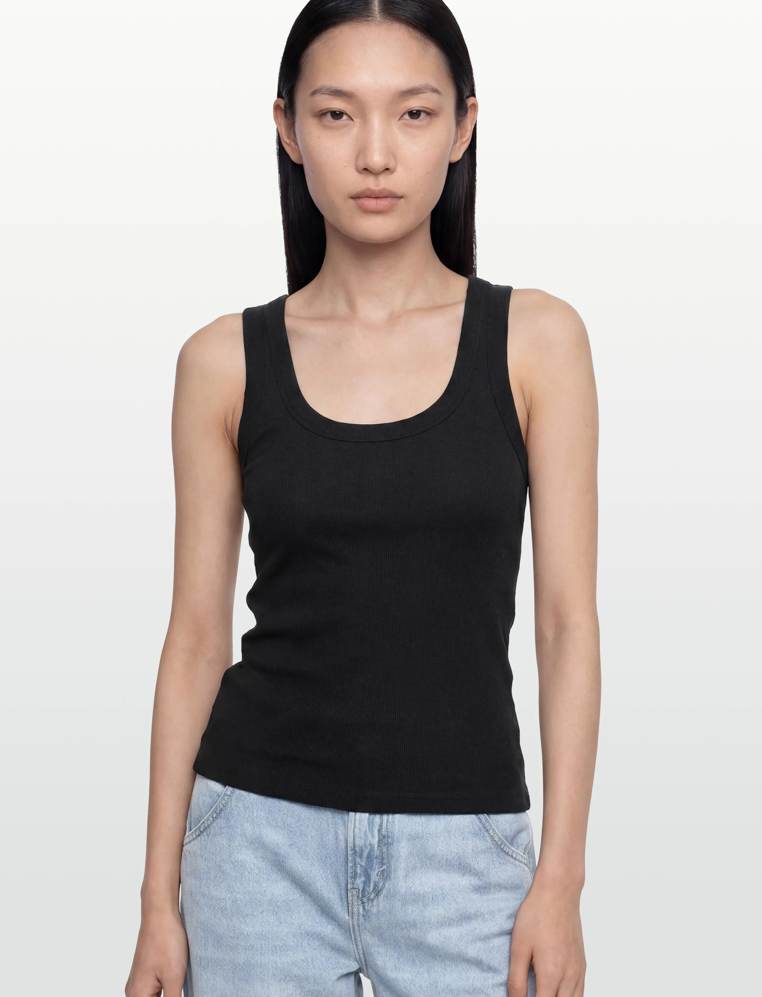Gina Tricot - Super stretch scoop neck tank - tanktops - black (9000) - 3