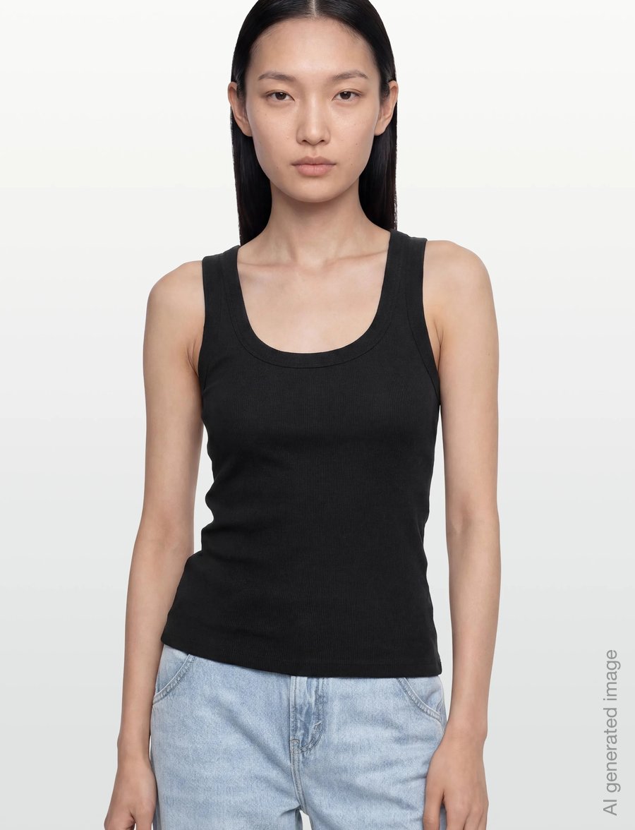 Gina Tricot - Super stretch scoop neck tank - linnen - black (9000) - 3