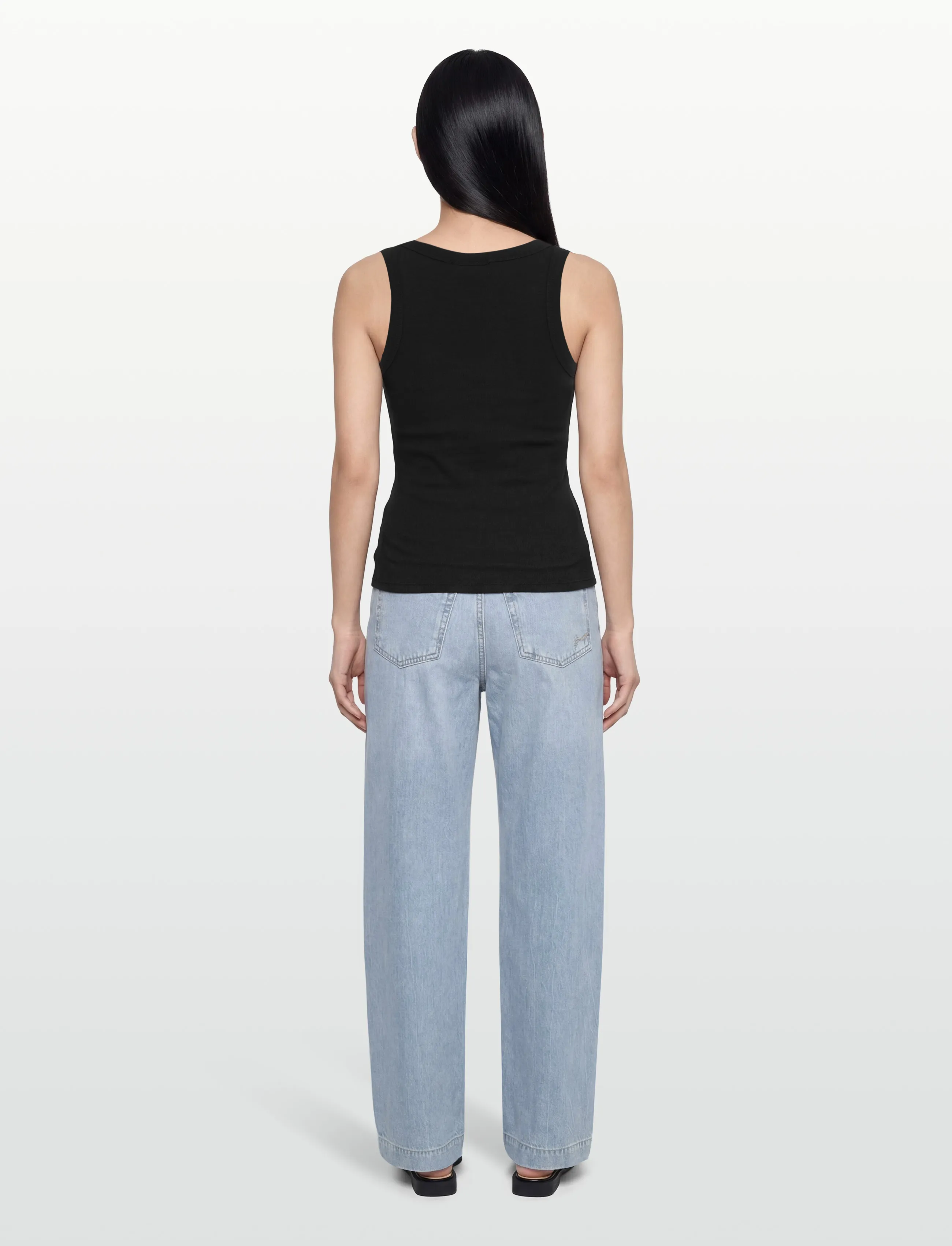 Gina Tricot - Super stretch scoop neck tank - tanktops - black (9000) - 4