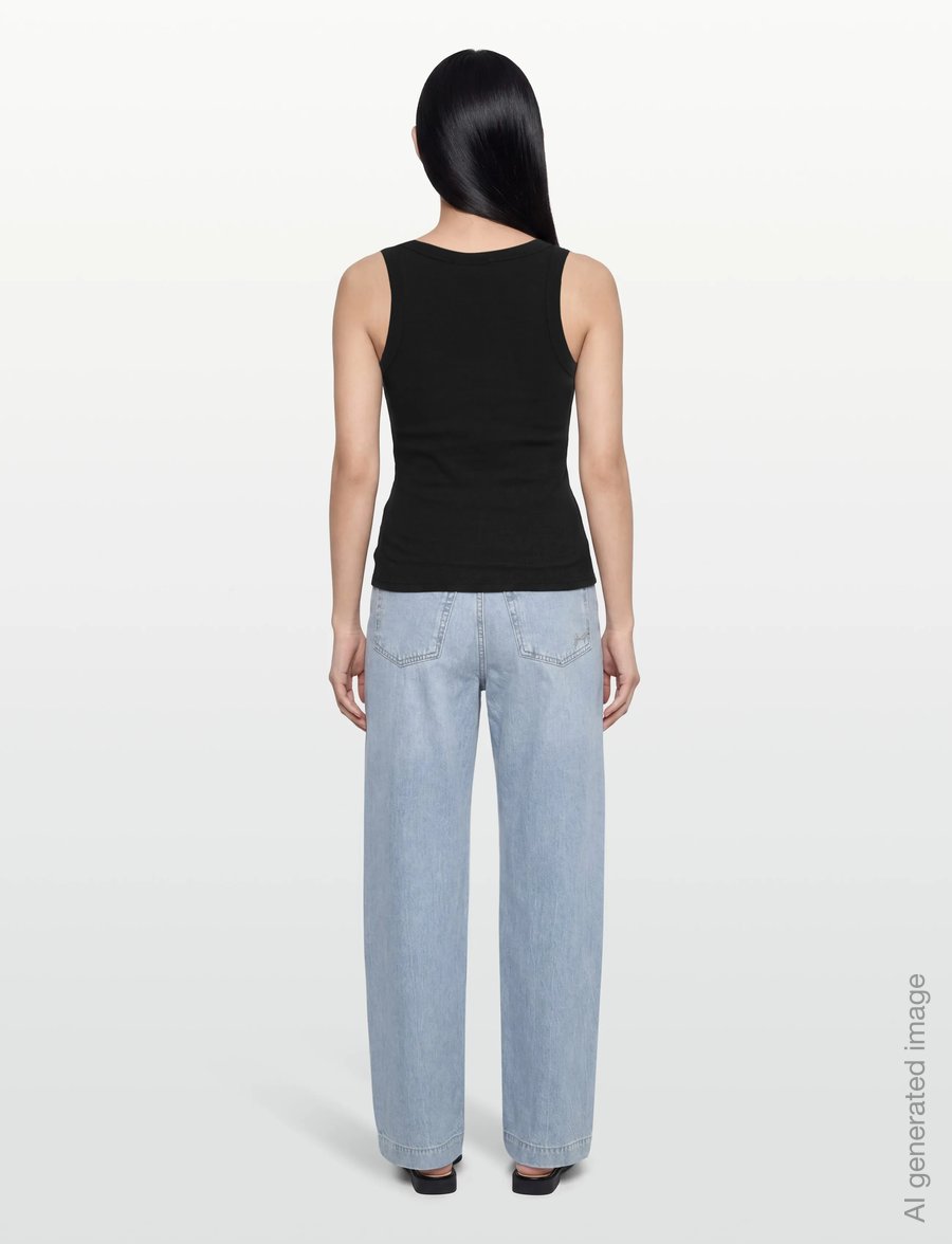 Gina Tricot - Super stretch scoop neck tank - linnen - black (9000) - 4