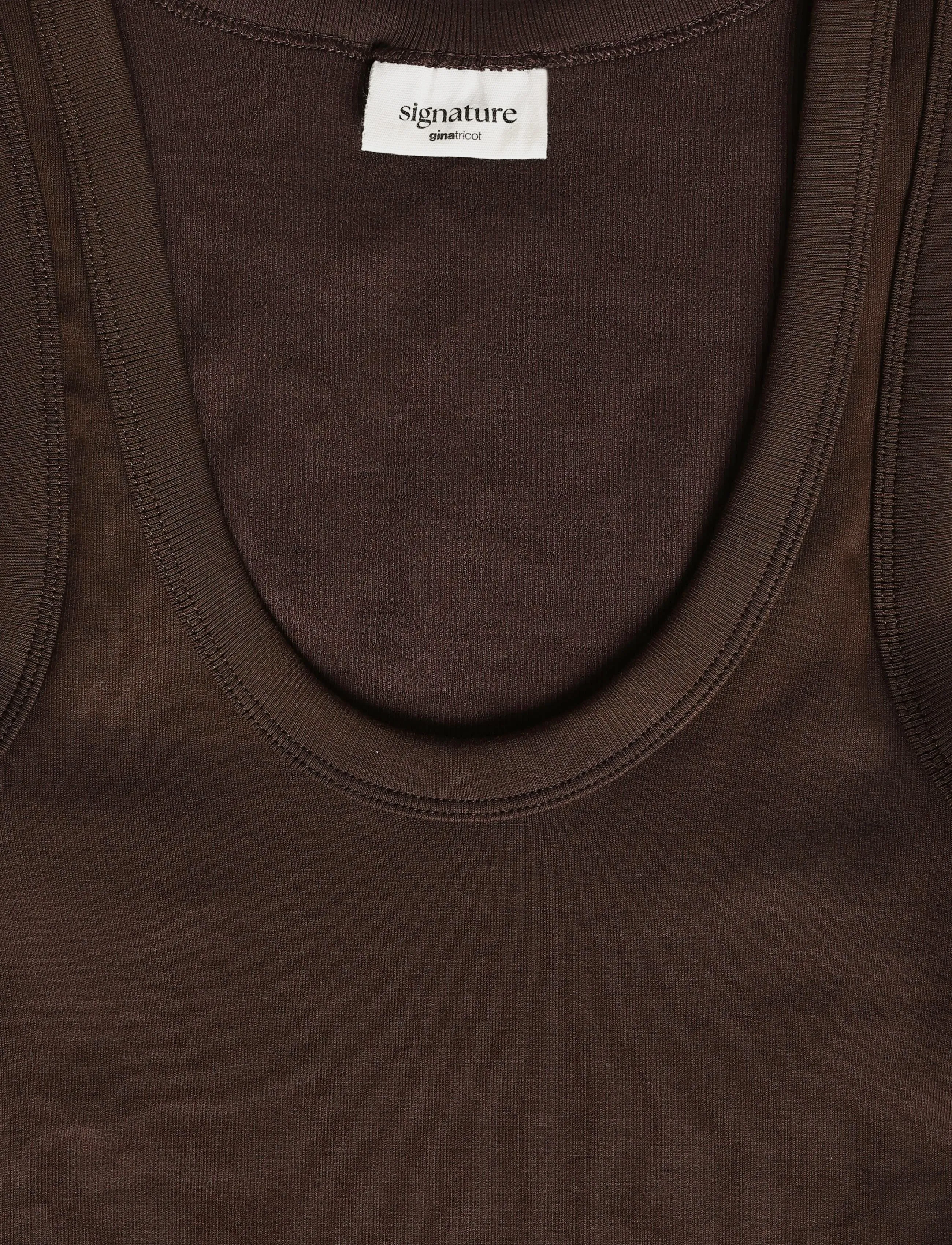Gina Tricot - Super stretch scoop neck tank - linnen - seal brown (7083) - 2