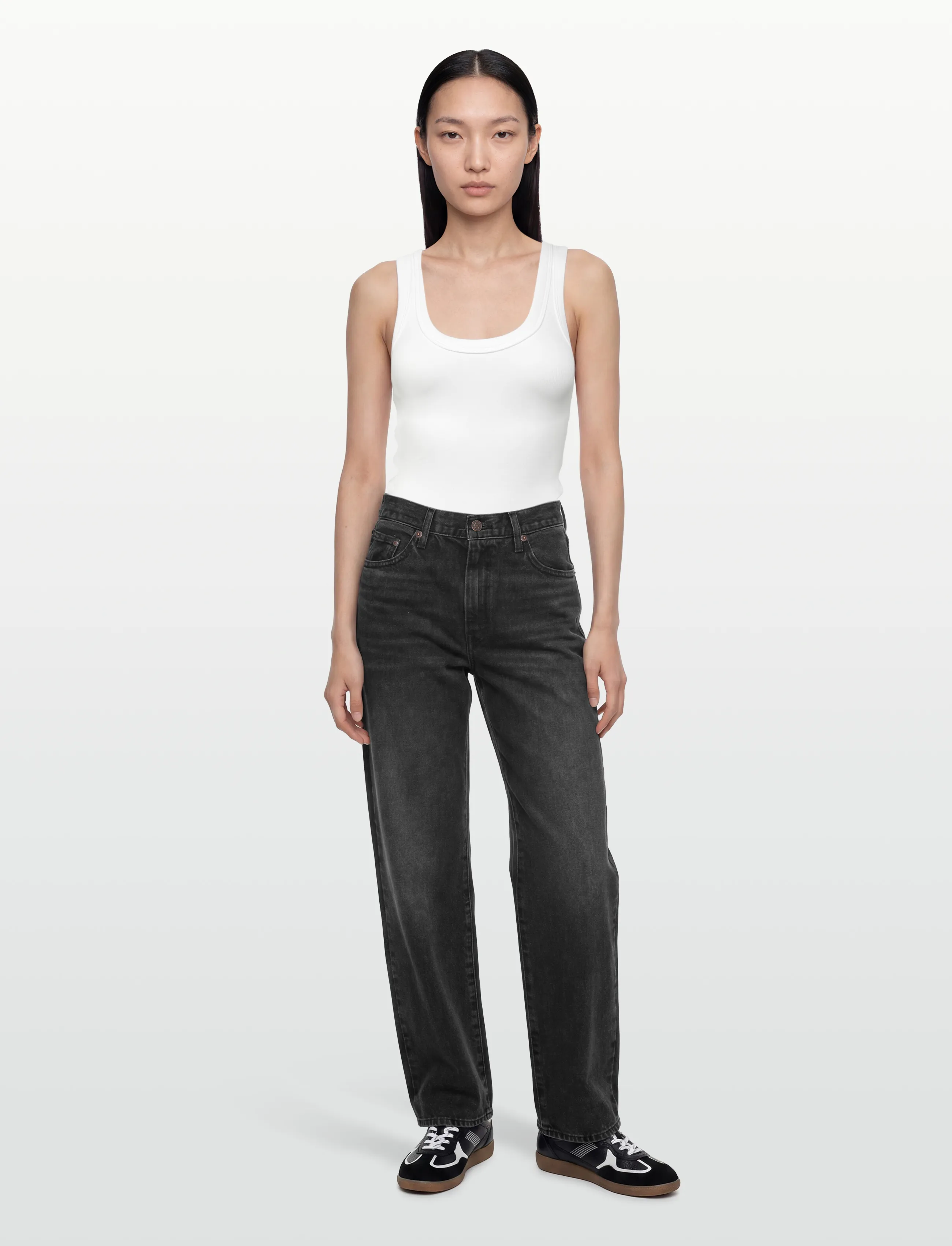 Gina Tricot Super Stretch Scoop Neck Tank, Kvinder, Scoop Hals Tank Top, Hvid, Str: S