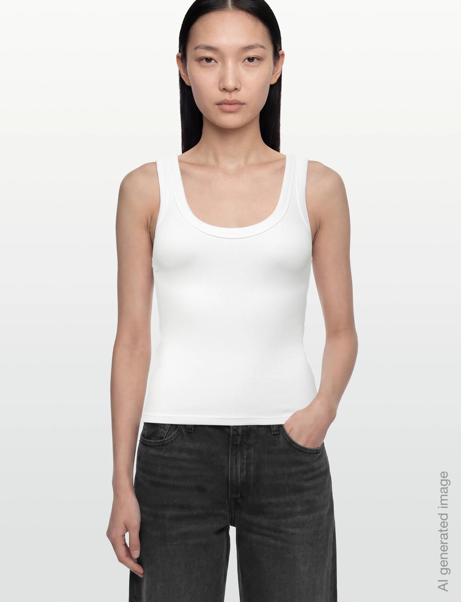 Gina Tricot - Super stretch scoop neck tank - linnen - white (1000) - 3