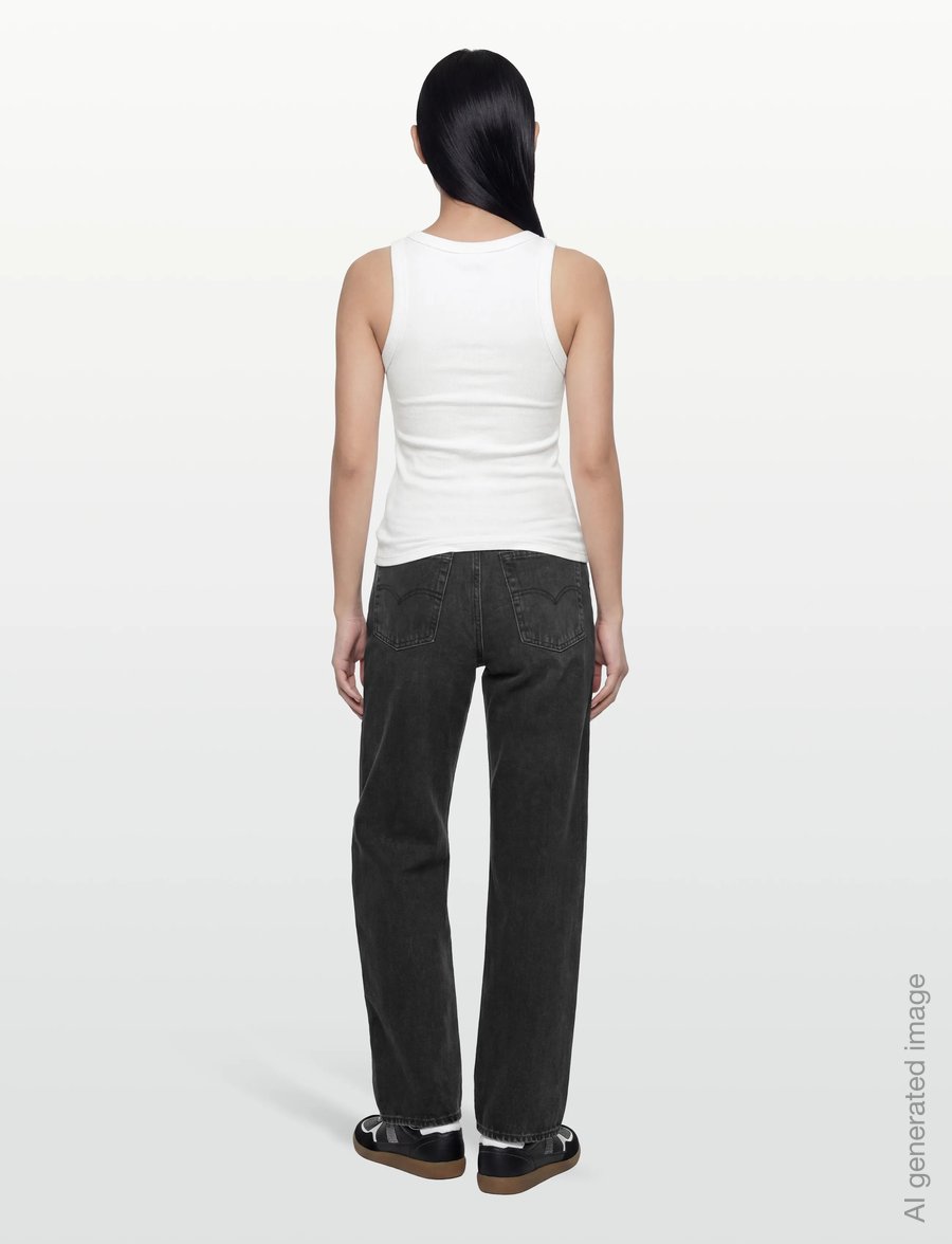 Gina Tricot - Super stretch scoop neck tank - linnen - white (1000) - 4
