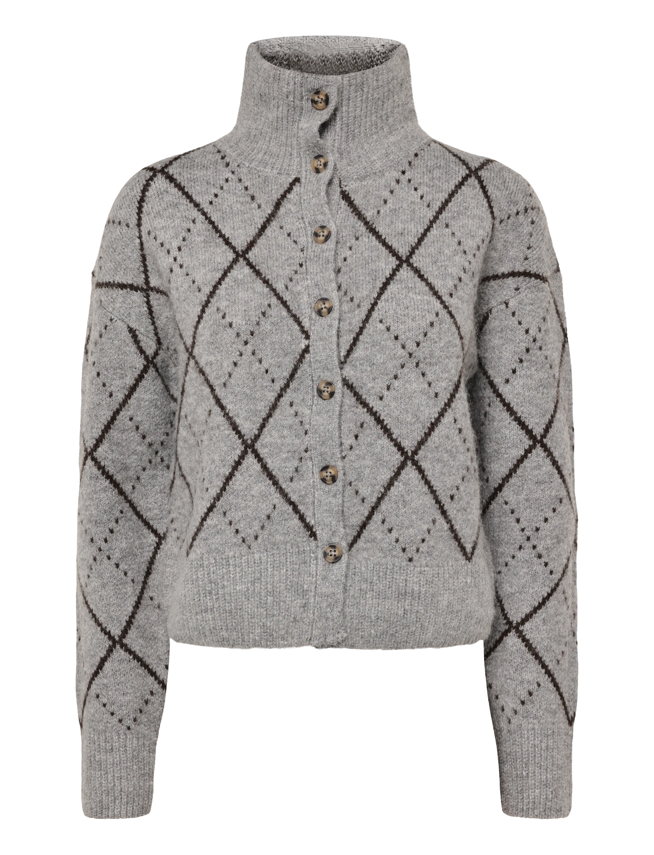 Gina Tricot Turtleneck knitted cardigan - Strickmode - MID GREY MEL (8022) / grey