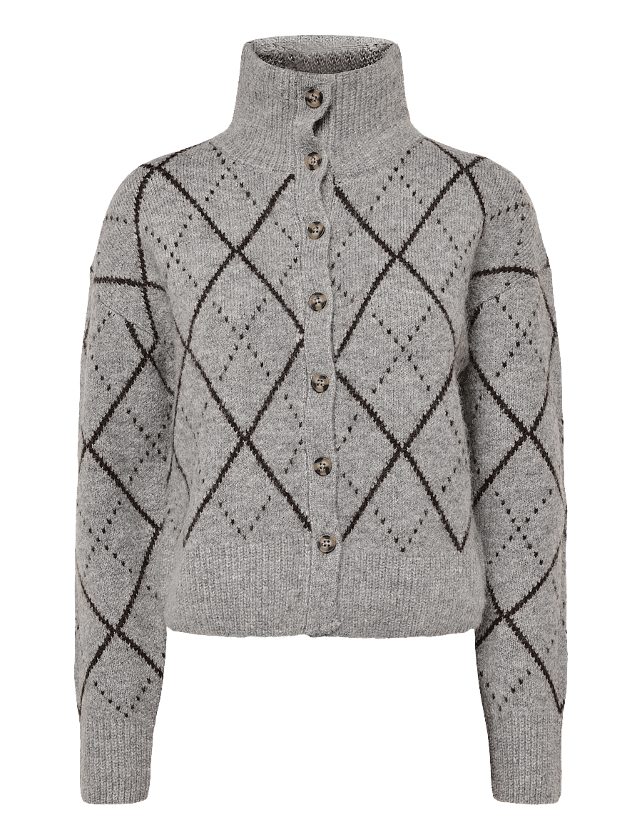 Gina Tricot - Turtleneck knitted cardigan - rollkragenpullover - mid grey mel (8022) - 0