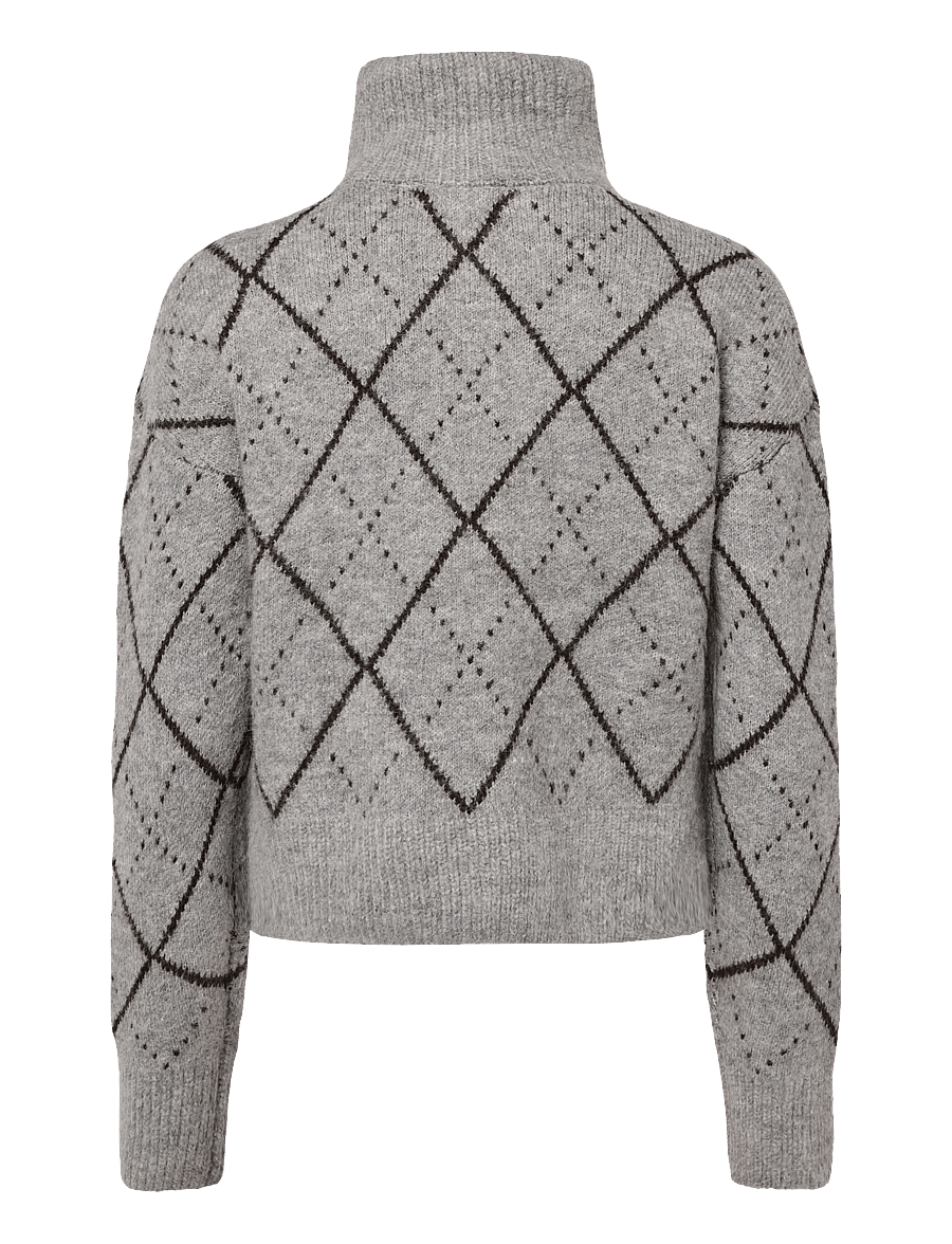 Gina Tricot - Turtleneck knitted cardigan - rollkragenpullover - mid grey mel (8022) - 1