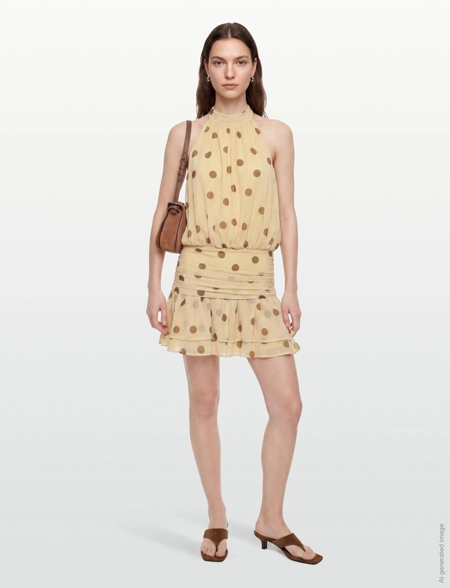 Gina Tricot - Halterneck mini dress - summer dresses - yellow dot - 0