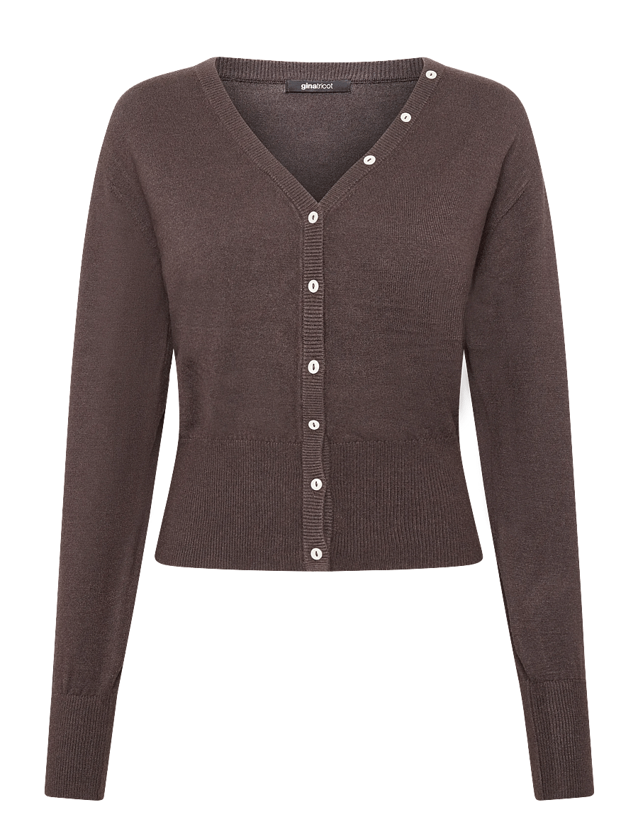 Gina Tricot - Knitted fitted cardigan - strickjacken - seal brown (7083) - 0