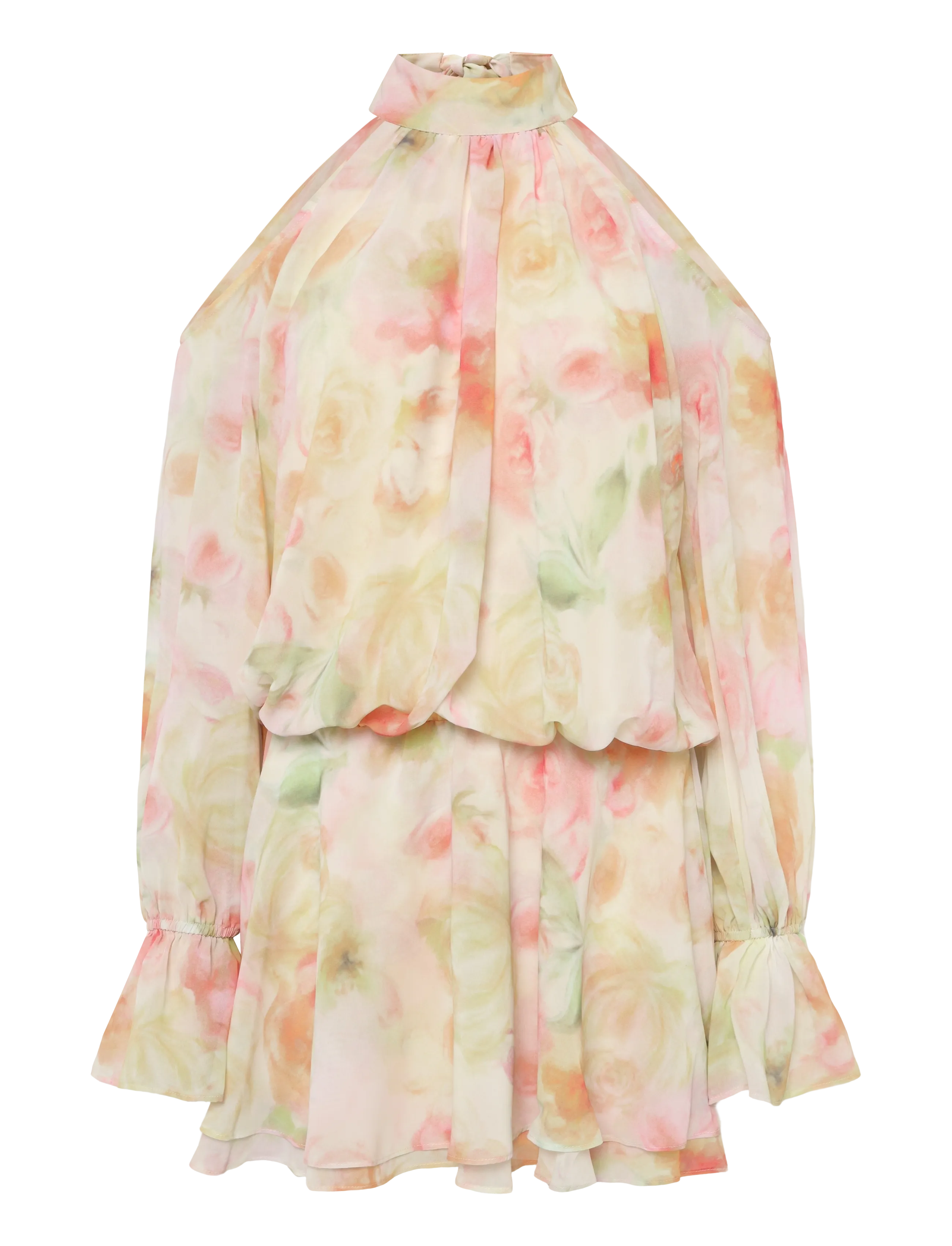 Gina Tricot Boho chiffon mini dress - Klänningar - FLOWER AOP (2058) / cream