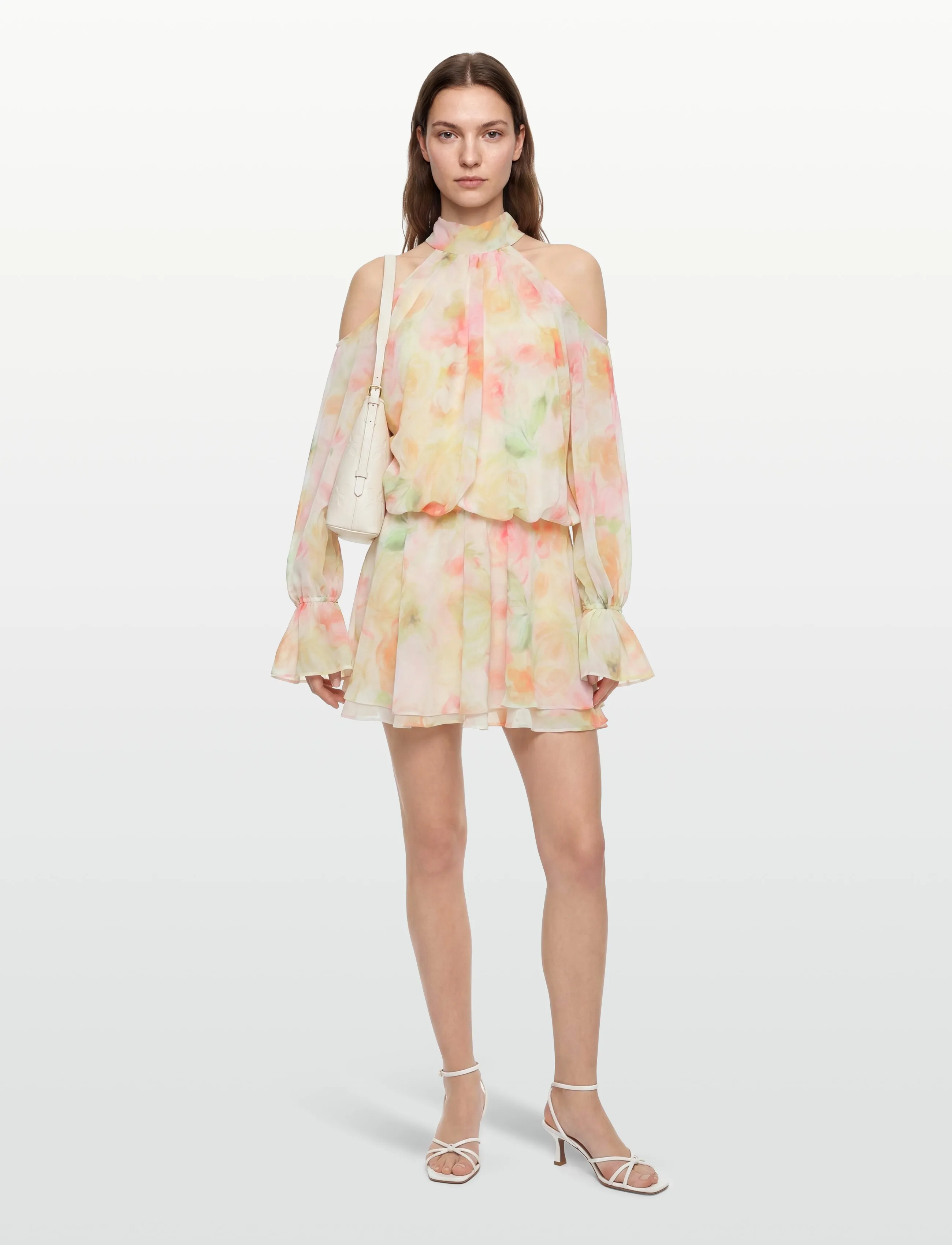 Gina Tricot Boho Chiffon Mini Dress, 40, Dresses, Creme - Short Frauen