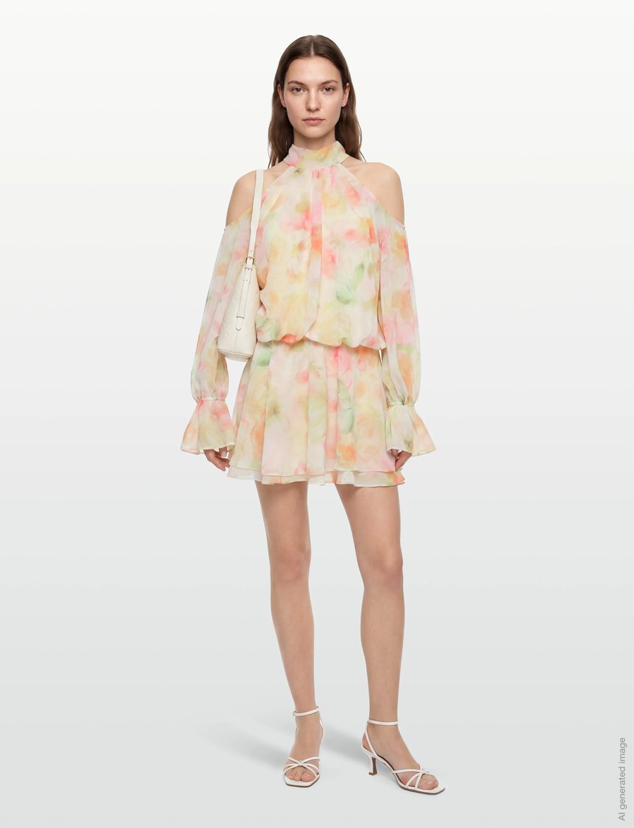 Gina Tricot - Boho chiffon mini dress - robes d'été - flower aop (2058) - 0