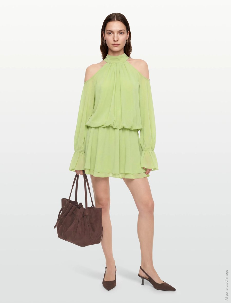 Gina Tricot - Boho chiffon mini dress - sommerkleider - green - 0