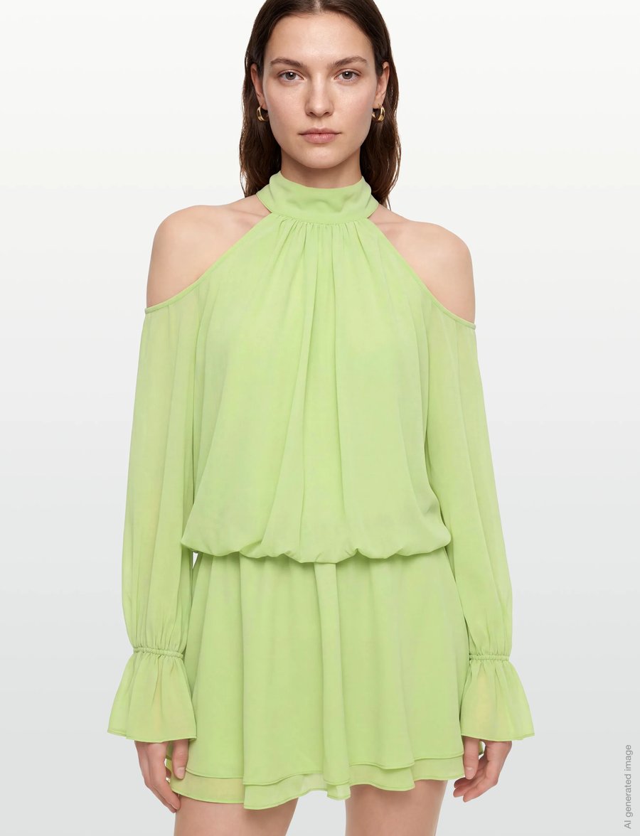 Gina Tricot - Boho chiffon mini dress - sommerkleider - green - 3