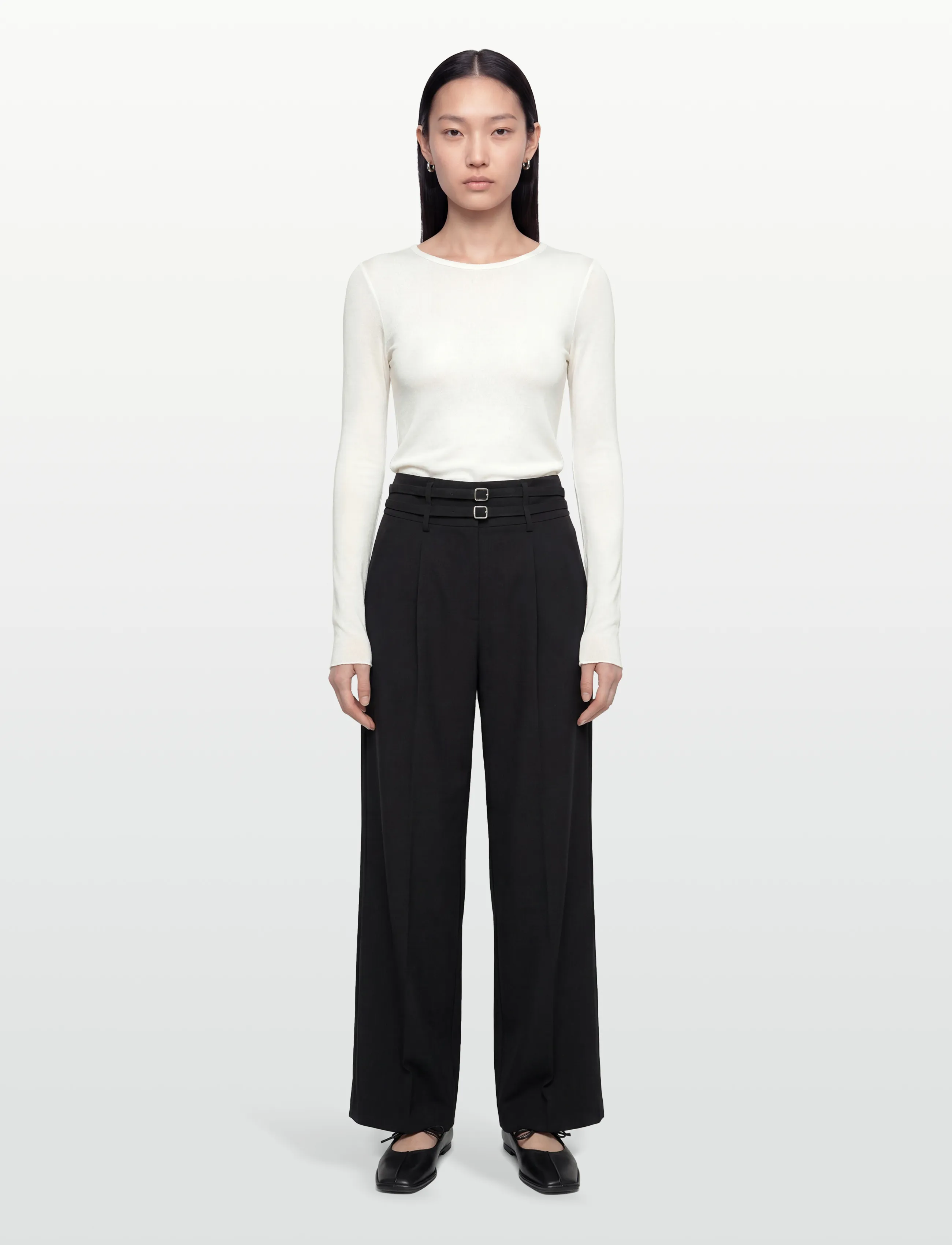 Gina Tricot Sheer Long Sleeve Top, M, White, T-Shirts & Toppe > Langærmede, Dame