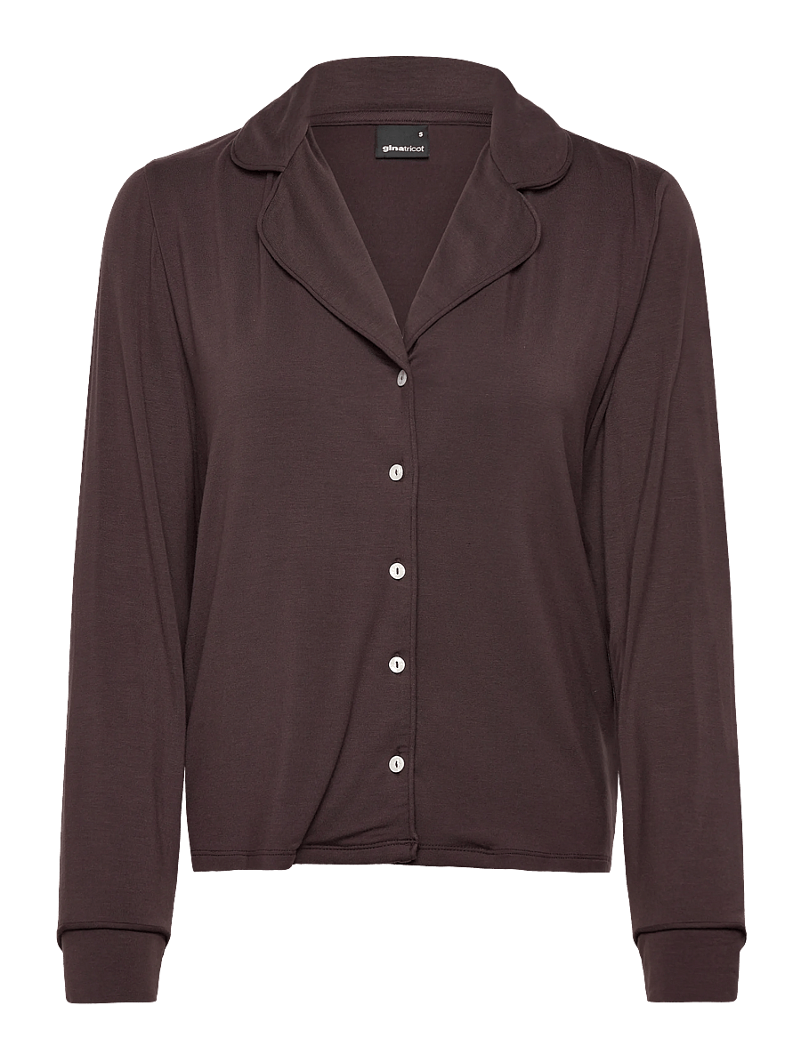 Gina Tricot - Soft pyjamas shirt - overdele - chocolate plum (4015) - 1