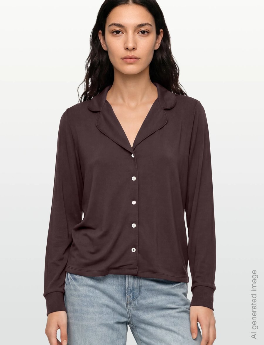 Gina Tricot - Soft pyjamas shirt - overdele - chocolate plum (4015) - 3