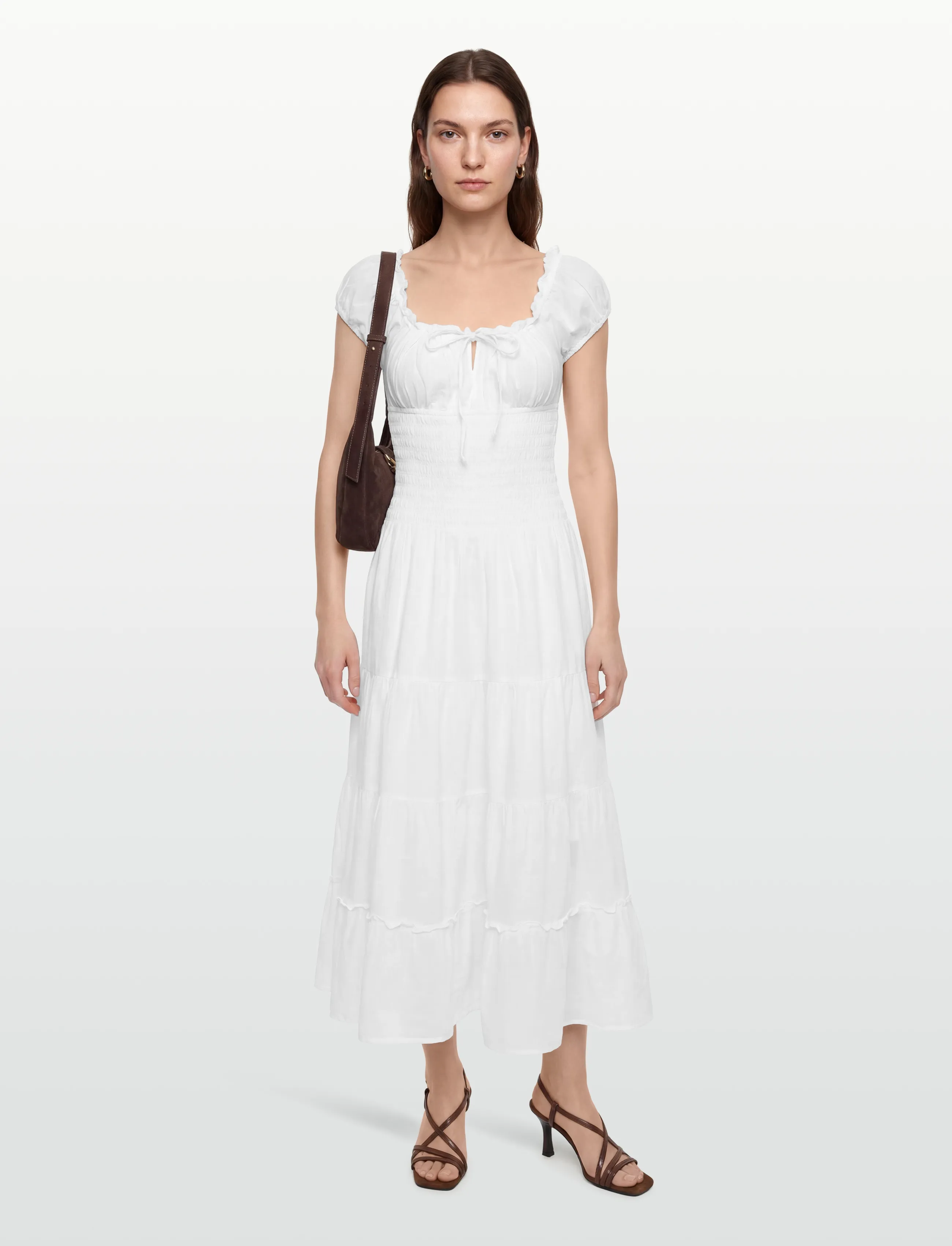 Gina Tricot Smock Dress, M, Dresses, Weiß - Maxi Frauen