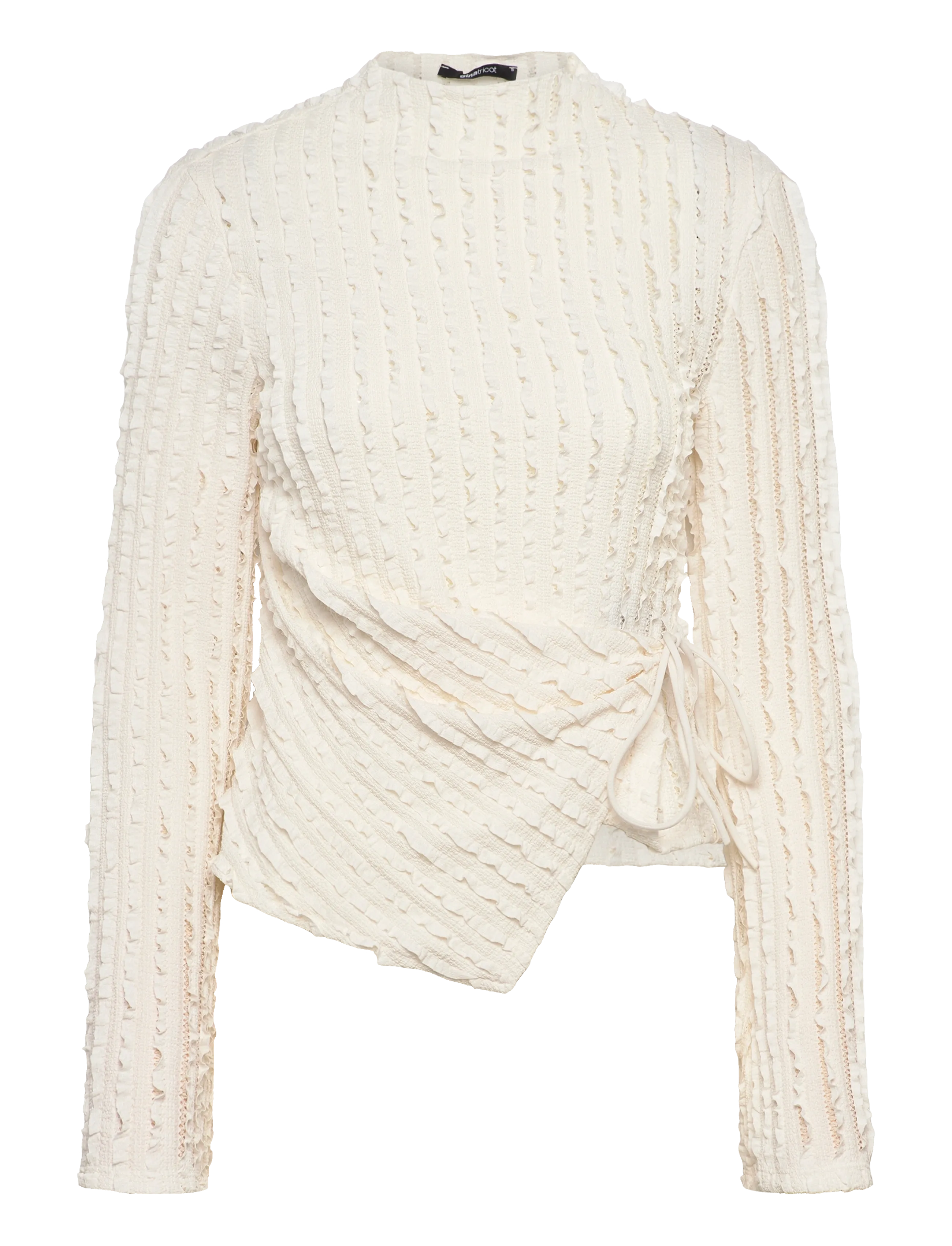 Gina Tricot Textured tie detail top - Swedish brands - GARDENIA (1496) / cream