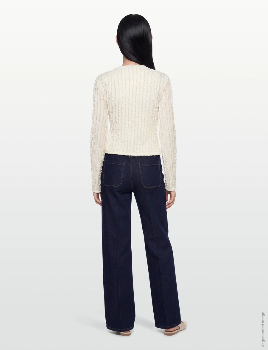 Gina Tricot - Textured tie detail top - hauts à manches longues - gardenia (1496) - 4