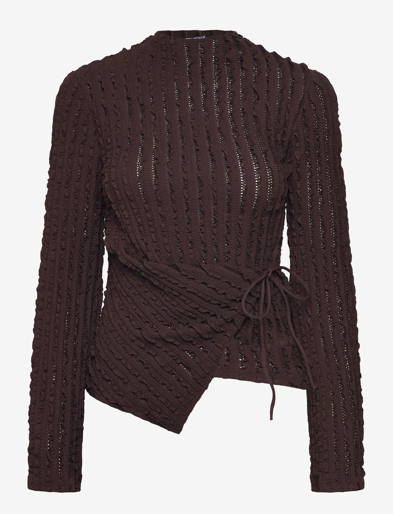 Gina Tricot - Textured tie detail top - topi ar garām piedurknēm - mole (7382) - 0